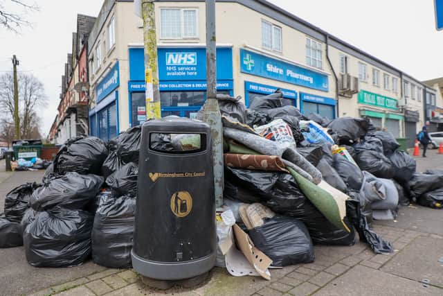 During the first year of the strikes, mounts of rubbish were seen piled high against bins