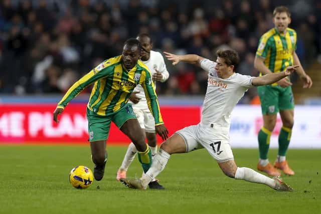 Ousmane Diakite dawdled in possession and was punished from range. (Photo by Adam Fradgley/West Bromwich Albion FC via Getty Images)
