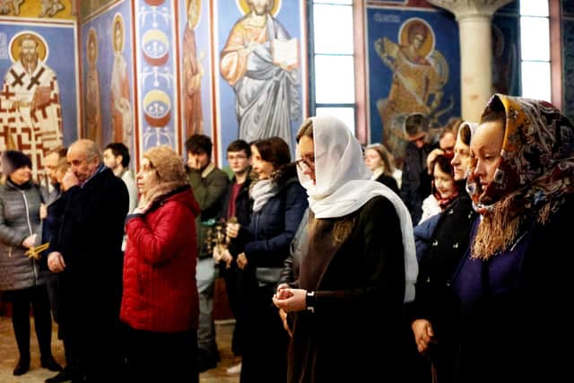 Stunning images show Serbian Orthodox Christians gathering to celebrate the birth of Jesus Christ at the Serbian Orthodox Church of the Holy Prince Lazar, in Bournville, Birmingham. January 7, 2026.