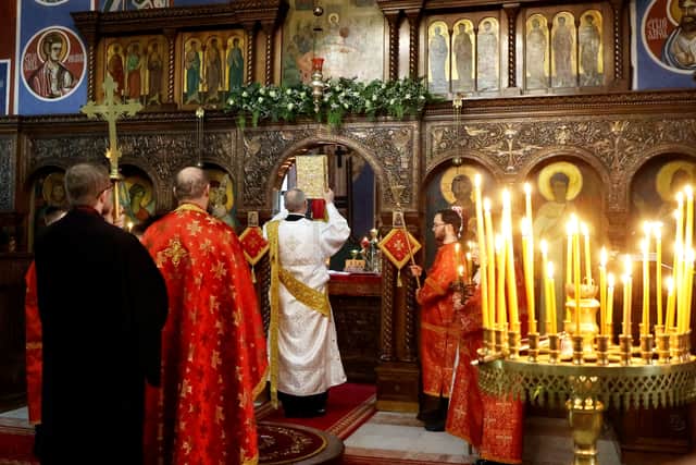 Stunning images show Serbian Orthodox Christians gathering to celebrate the birth of Jesus Christ at the Serbian Orthodox Church of the Holy Prince Lazar, in Bournville, Birmingham. January 7, 2026.