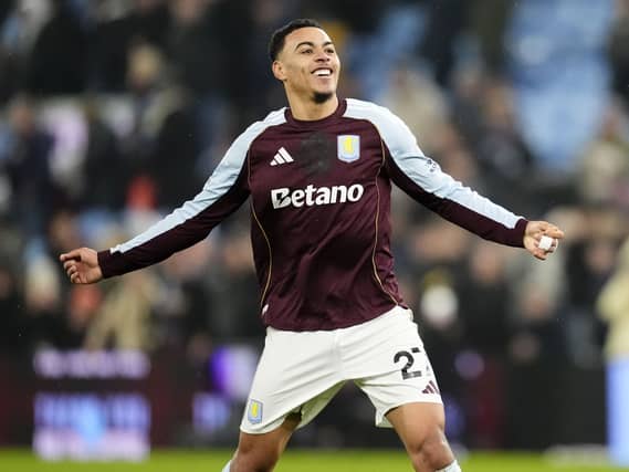 Aston Villa’s Morgan Rogers scored twice against Manchester United (Nick Potts/PA)