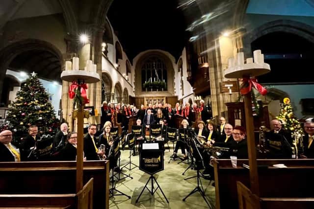 Uttoxeter Town Band and Haywoods Community Choir performing at St Augustine's Church, Rugeley.