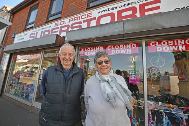 'Famous toy and bike shop to close up after 160 years' - loved by generations of children, Dan Price and Pat Smith of B D Price in Sedgley, closed its doors for the last time.