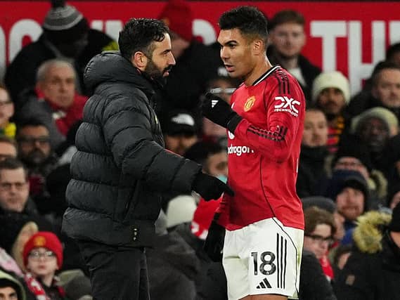 Ruben Amorim speaks with Casemiro
