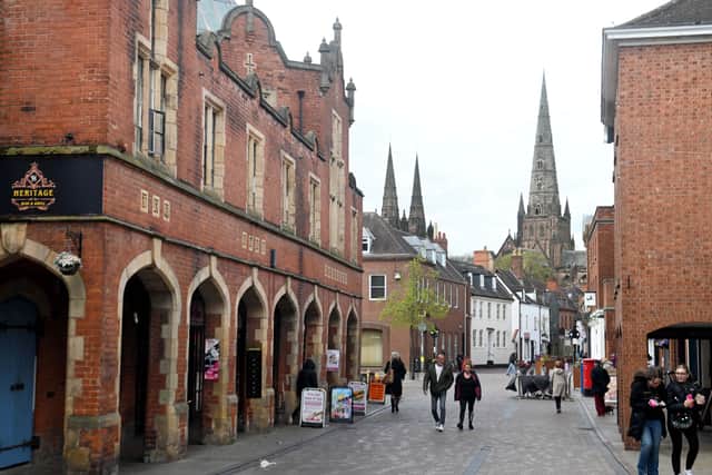 Lichfield Cathedral towers over the city