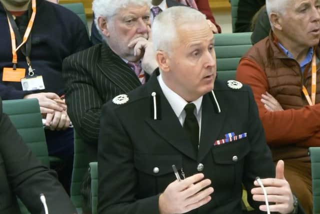 Screen grab of Mike O'Hara, Assistant Chief Constable, West Midlands Police,  appearing before the Home Affairs Committee, for a hearing on Football Policing, at the House of Commons, London. Picture date: Tuesday January 6, 2026. PA Photo. Photo credit should read: House of Commons/UK Parliament/PA Wire