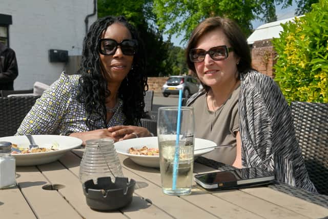 Enjoying food at the Pigot: Tracey Harvey and Angela Molinari (from the village)