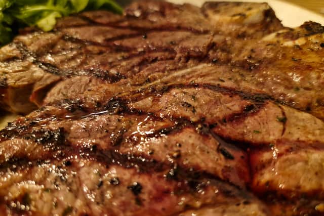 A beautifully done, very tasty steak