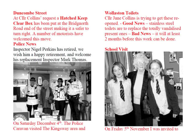 The late June Collins campaigned for the yellow box on Bridgnorth Road more than 20 years ago.