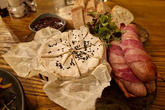 Indulgent camembert and some very tasty pigs in blankets