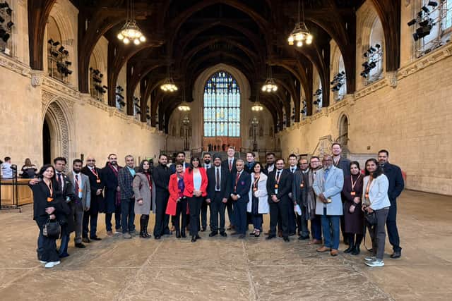 Sureena Brackenridge MP and Warinder Juss MP in Westminster Hall with guests of the event