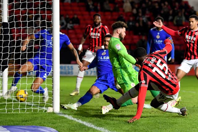 Daniel Kanu equalises for Walsall with his eighth goal of the season in all competitions.