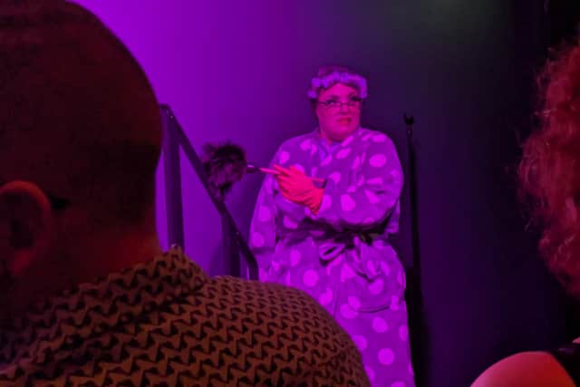 Titsalina Bumsquash in her dressing gown