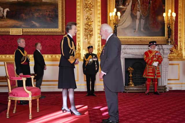 Kenneth Griffiths, from Haslemere,  is made a Member of the Order of the British Empire by the Princess Royal at St James's Palace. The honour recognises services to the community in Haslemere, Surrey. Picture date: Friday December 5, 2025. PA Photo. Photo credit should read: Yui Mok/PA Wire