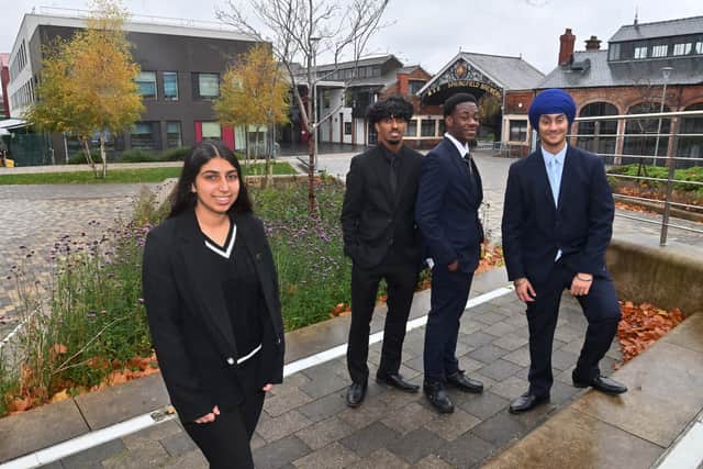 From left: head girl, Noor, aged 17; Venujan, aged 16; Munashe, aged 17 and Harnoor, aged 16. Photo: Steve Leath