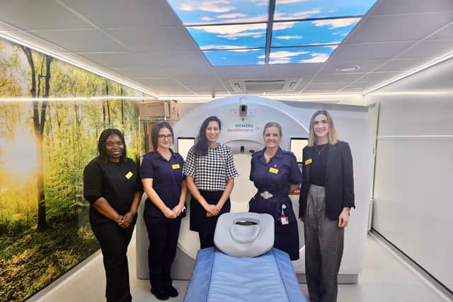 Sonia Kumar MP, centre, visits the new diagnostic centre at Dudley Guest Hospital