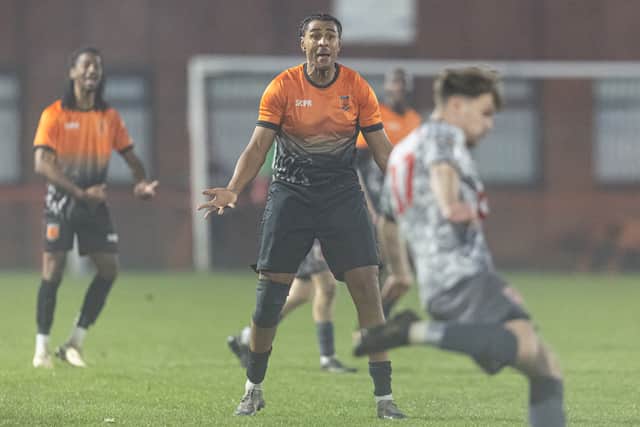 Action from Wolverhampton Sporting's 3-1 defeat at home to Market Drayton Town. Pic: Euan Manning Photography
