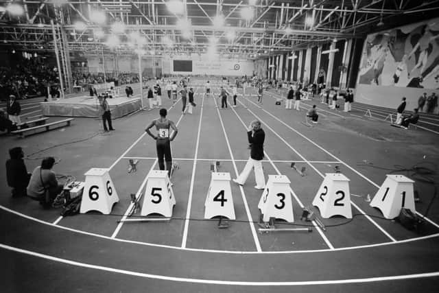 A view of the indoor athletics stadium, RAF Cosford