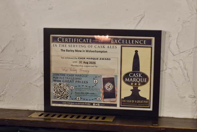 The Barley Mow has been acknowledged for the excellent way it looks after its cask ale