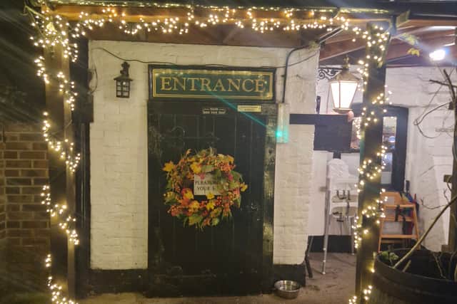 The traditional and low slung entrance hasn't changed in all the years I've been to the pub