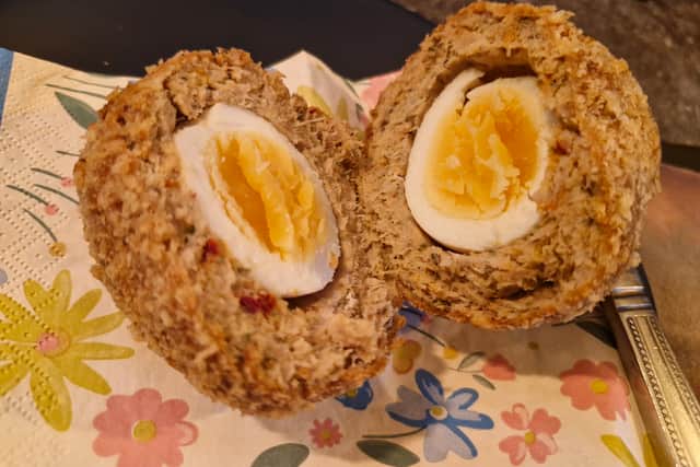 One of the best scotch eggs I've had, with a nice Balti taste