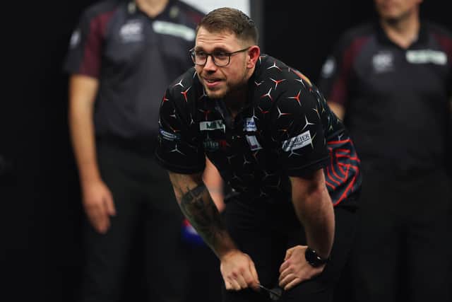 Lucas Wenig after reaching the quarter-finals of the Mr Vegas Grand Slam of Darts (Picture: Kieran Cleeve/PDC)