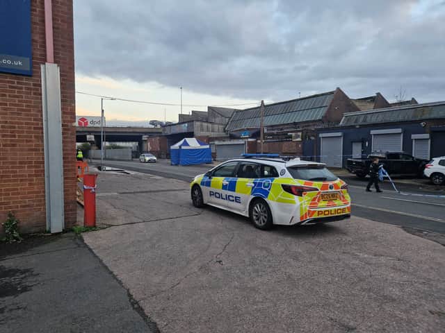 Police at the alleged scene in Oldbury