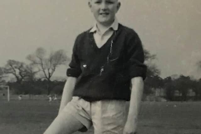 Lee Child aged nine years old and dreaming of one day joining the 'swashbuckling rock-and-rollers' at Aston Villa at Cherry Orchard Primary School playing fields, taken in 1964 by PE teacher Mr Weaver