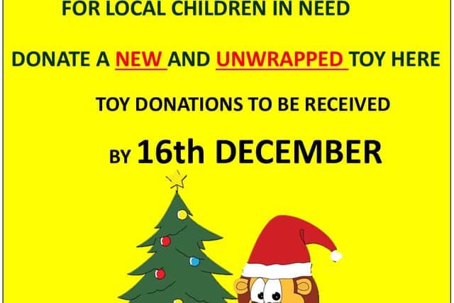 Rugeley and District Lions Club Toy Appeal Poster.