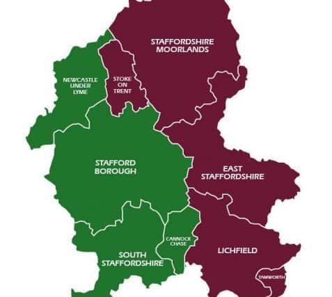 The proposal for East Staffordshire and West Staffordshire unitary councils. Image: Stafford Borough Council