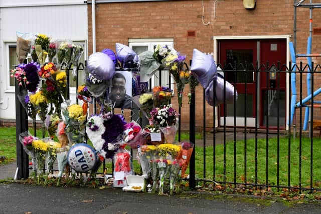 Fresh images of tributes at the scene of murder victim Jermaine Smith, at Lilleshall Crescent, Wolverhampton.