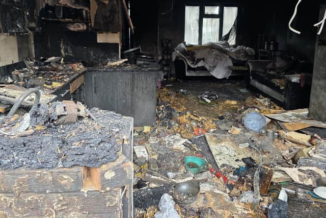 The aftermath of the fire at the property in Foleshill, Coventry.