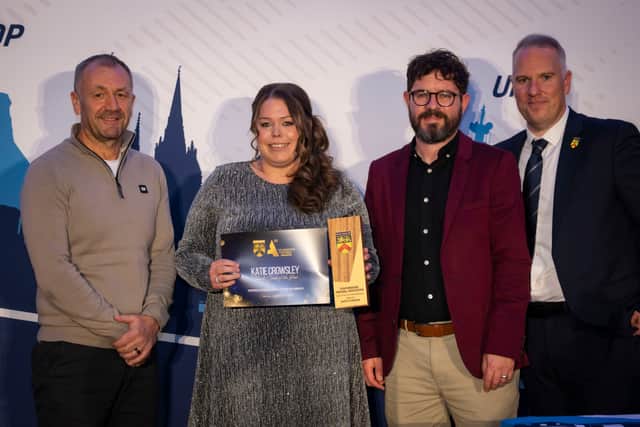 Katie Crowsley (second left) was named Female Coach of the Year. Picture: Staffordshire FA/Epic Action Media 