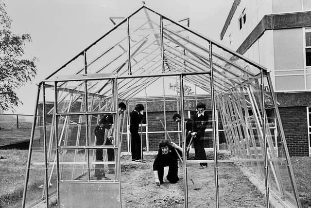 May 1978 - 'Fifth year pupils at the Charlton Comprehensive School at Wellington clean out a large greenhouse, which has been paid for by the parent-teacher association. It has been erected by staff and pupils and will be in use this summer.' 