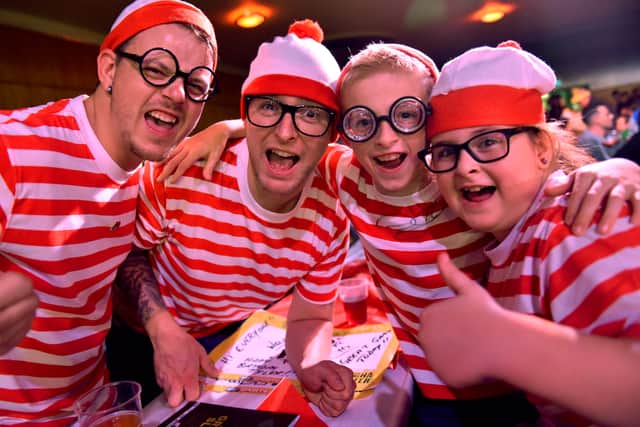 Pictured in 2015, from left: Dave Sznober, Jason Fielding, Tyler Sznober, aged 11, and Tallulah Fielding, aged nine, from Telford