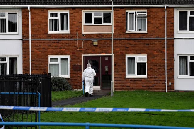 Police and scene of crime officers at Lilleshall Crescent, Wolverhampton, after a murder inquiry is launched after man is shot dead.