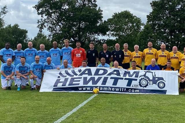 Pictured, centre, as Burnley and Wolves former players met up to raise money for John Pender