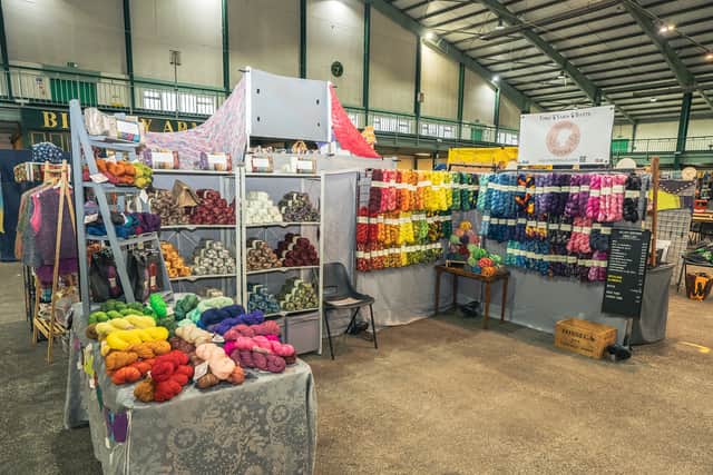 Colourful stalls at the Stafford Wool Gathering. Photo: Ian Knight / Z70 Photography