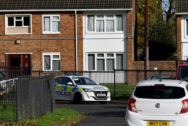 Police and scene of crime officers at Lilleshall Crescent, Wolverhampton, after a murder inquiry is launched after man is shot dead.