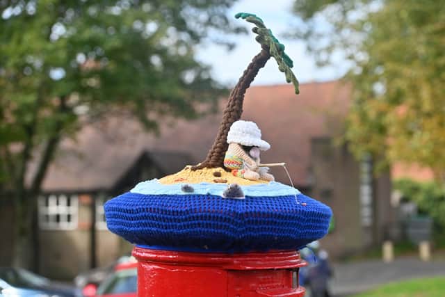 Love Your Neighbourhood visits Penn, Wolverhampton. Knitted Post Box topper.