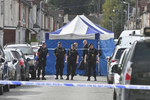 Police investigate in Whitmore Reans after two men were fatally shot on September 19, 2025