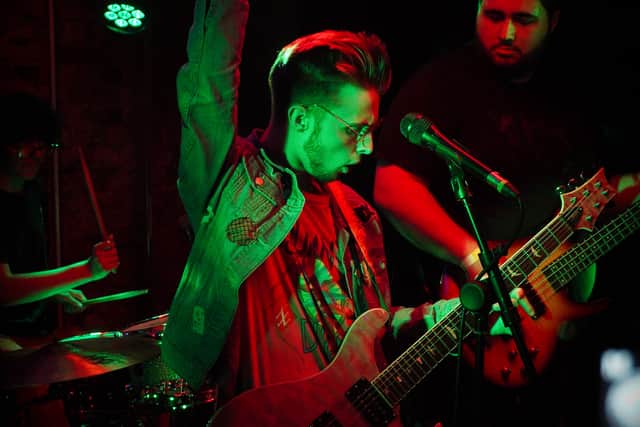 Josh in full flow during a gig