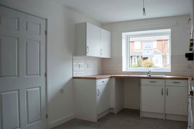 The kitchen inside one of the bungalows