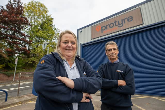 Centre manager Donna Mullis and workshop manager Gary Mills at the newly
refurbished Protyre Autocare site at Wordsley, Stourbridge