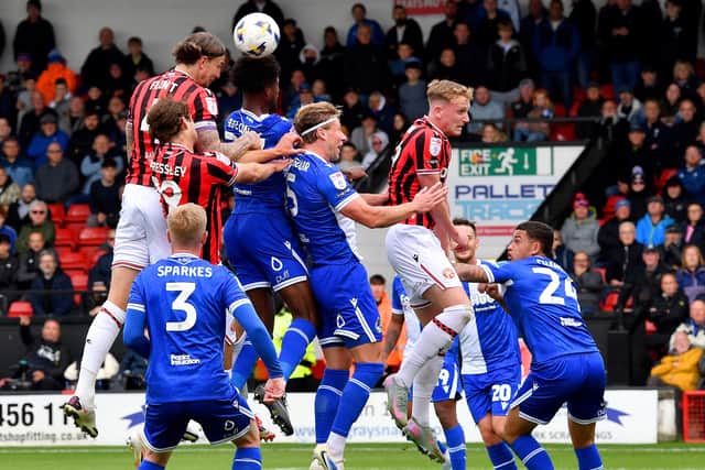 Aden Flit heads goalbound for Walsall