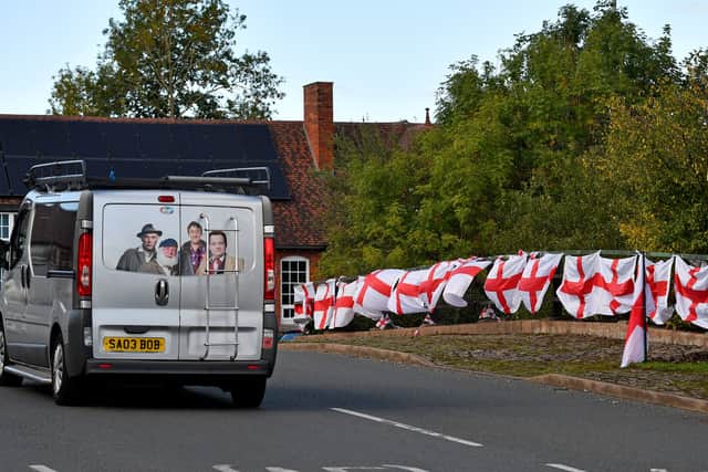 WALSALL COPYRIGHT NATIONAL WORLD TIM THURSFIELD -22/09/25A huge number of England flags have been placed on and around 'Jigger Island' in Brownhills.