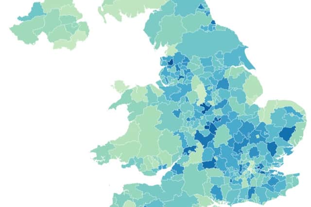 Annual population change in UK local areas. Infographic from PA Graphics.