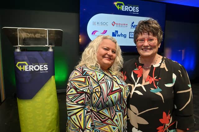 Amanda Winwood and Jayne Salter-Scott from Royal Wolverhampton NHS Trust at the Black Country Heroes Awards 2025. Jayne was nominated in the Community Champion category