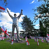 WALSALL COPYRIGHT NATIONAL WORLD TIM THURSFIELD -22/09/25A huge number of England flags have been placed on and around 'Jigger Island' in Brownhills.