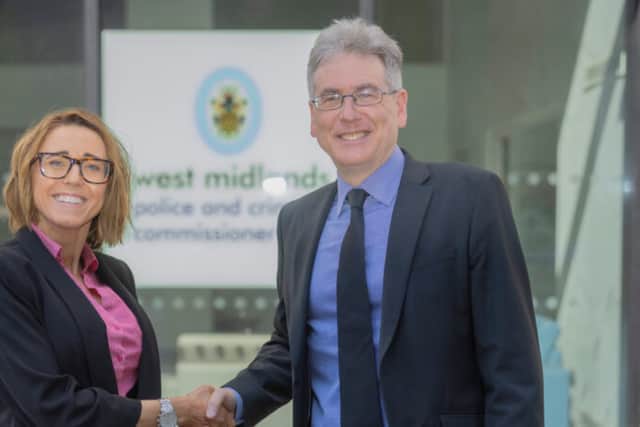 West Midlands Victims\' Advocate Natalie Queiroz with Police and Crime Commissioner Simon Foster. 